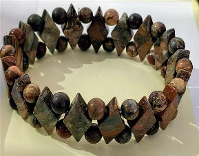 Natural Brecciated Jasper Beads Stretchable Bracelet (Size - 7) 150.00 Ct. 8319546 1
