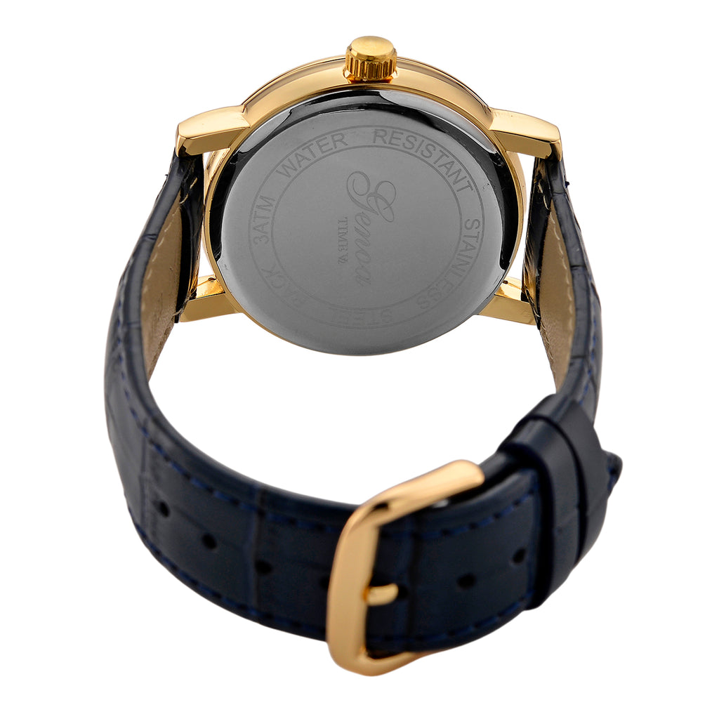 GENOA TIME LIMITED EDITION Dragon Series 3ATM WR Mother Of Pearl Dial & Gold Case Watch with Austrian Crystal Accents & Blue Leather Strap Presented in a Gift Box_8319726_6