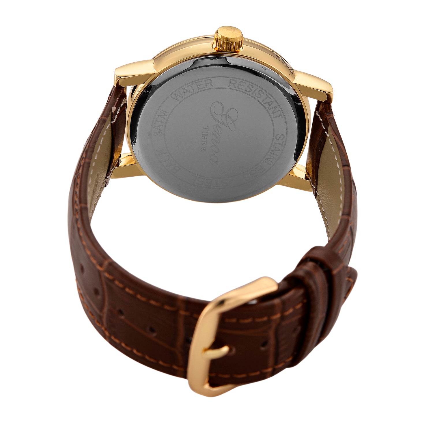 GENOA TIME LIMITED EDITION Dragon Series 3ATM WR Mother Of Pearl Dial &amp; Gold Case Watch with Austrian Crystal Accents &amp; Brown Leather Strap Presented in a Gift Box 8319727 6