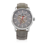 WILLIAM HUNT Automatic Movement 5 ATM Water Resistant Watch With Skeleton Display, Exhibition Back & Grey Leather Strap Presented in a Gift Box_8319738