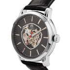 WILLIAM HUNT Automatic Movement 5 ATM Water Resistant Watch With Skeleton Display, Exhibition Back & Black Leather Strap Presented in a Gift Box_8319741_3
