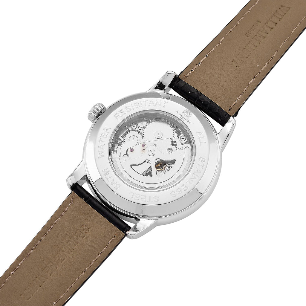 WILLIAM HUNT Automatic Movement 5 ATM Water Resistant Watch With Skeleton Display, Exhibition Back & Black Leather Strap Presented in a Gift Box_8319741_7
