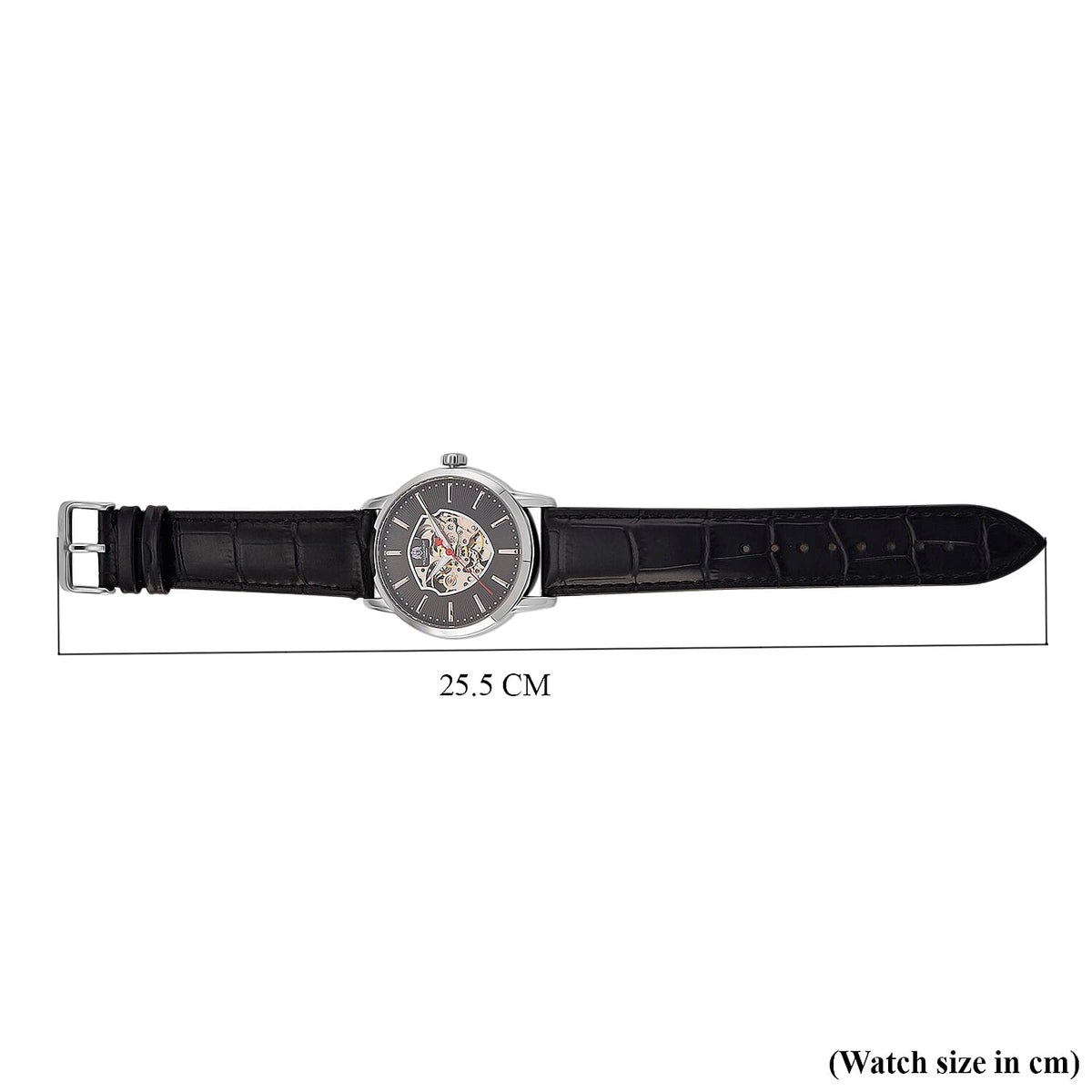 WILLIAM HUNT Automatic Movement 5 ATM Water Resistant Watch With Skeleton Display, Exhibition Back &amp; Black Leather Strap Presented in a Gift Box V32512279 8
