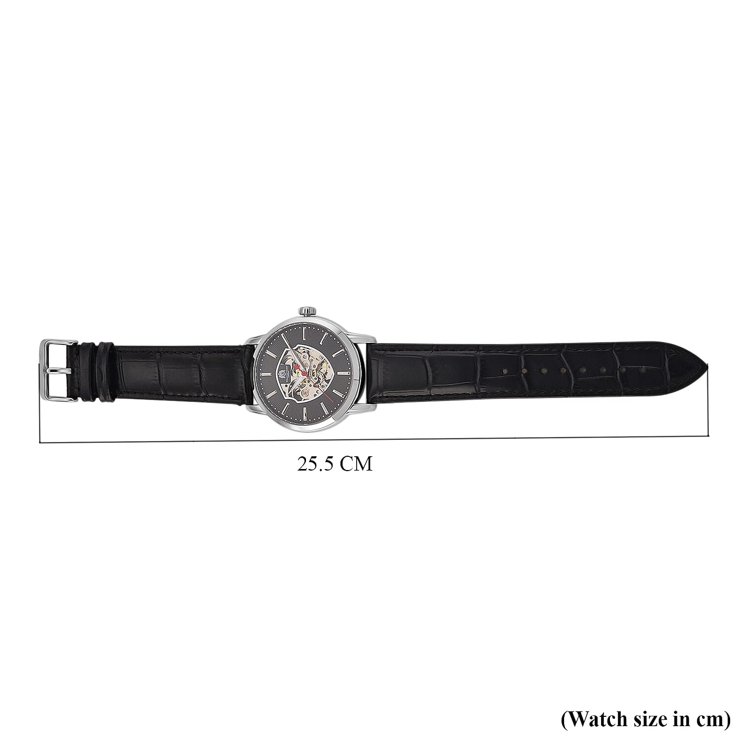 WILLIAM HUNT Automatic Movement 5 ATM Water Resistant Watch With Skeleton Display, Exhibition Back &amp; Black Leather Strap Presented in a Gift Box V32512279 8