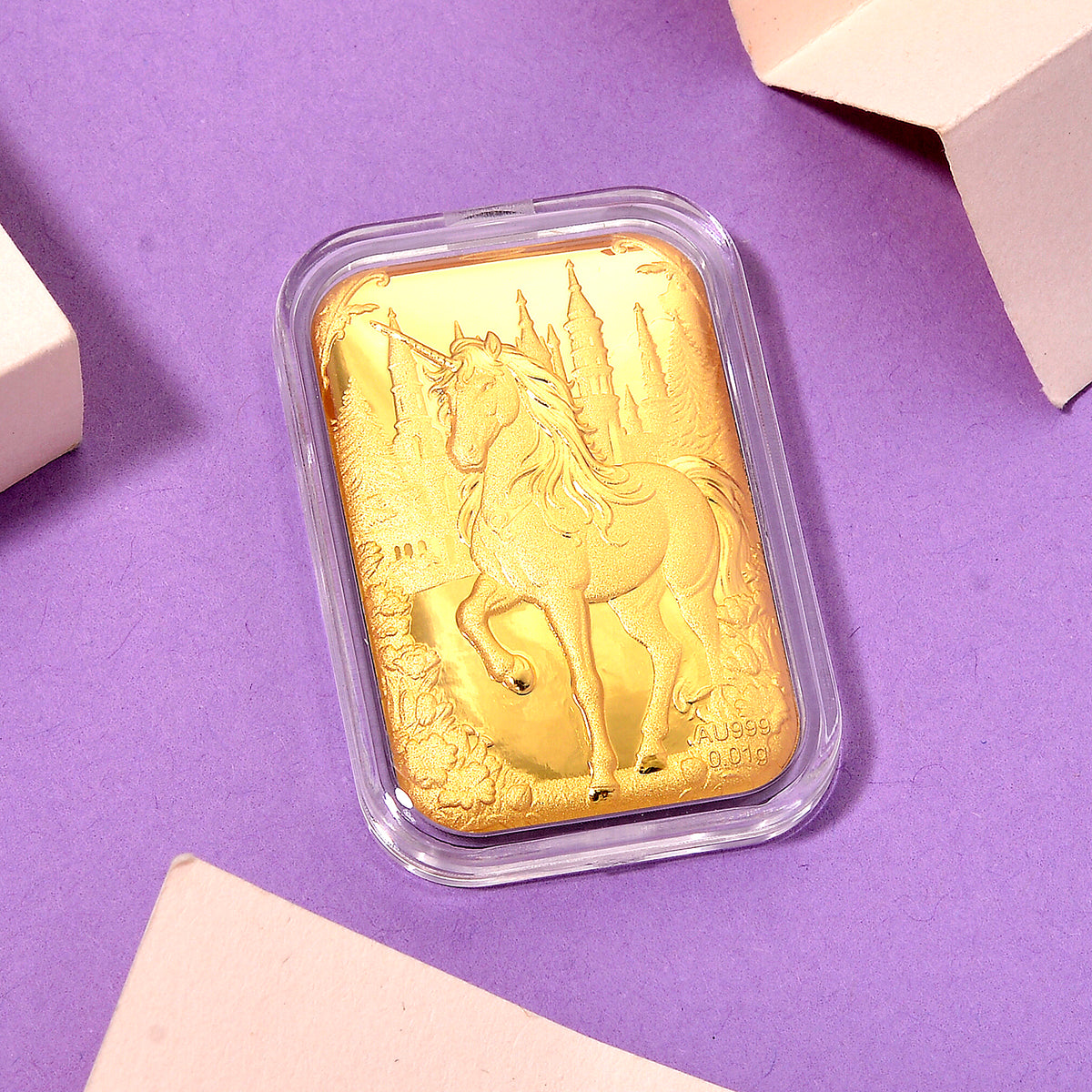 24K Yellow Gold (99.99% Purity) Embossed Unicorn Collectable (10mg) V32567636 2