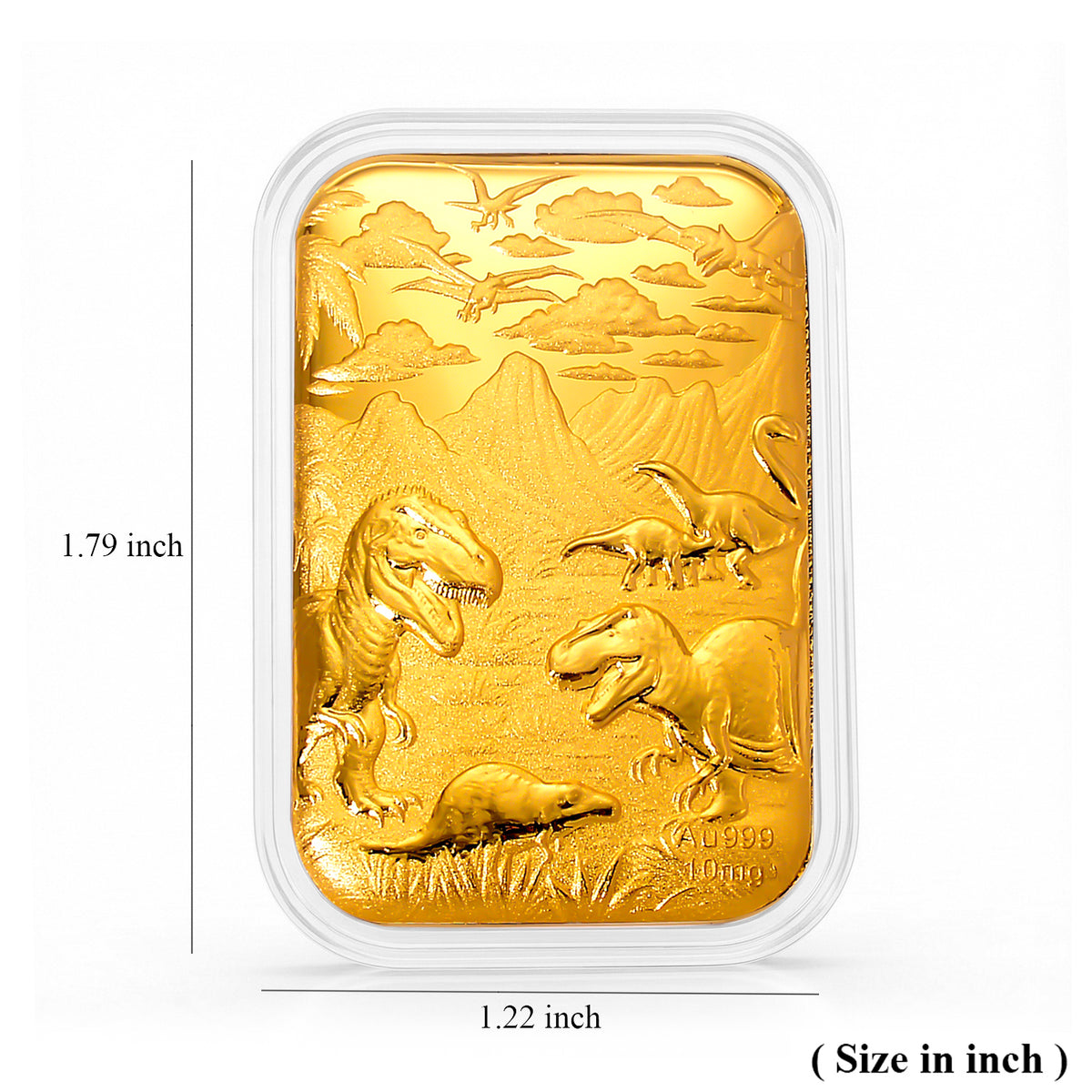 24K Yellow Gold (99.99% Purity) Embossed Jurassic Age of Dinosaurs Collectable (10mg) V32571047 5