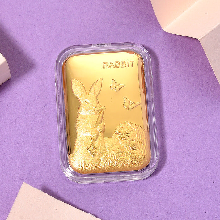 24K Yellow Gold (99.99% Purity) Embossed Rabbit Collectable (10mg) 8321369 2