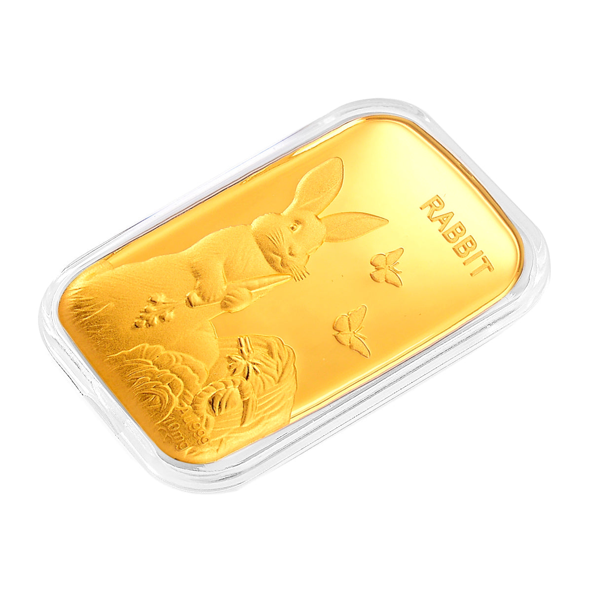 24K Yellow Gold (99.99% Purity) Embossed Rabbit Collectable (10mg) 8321369 3