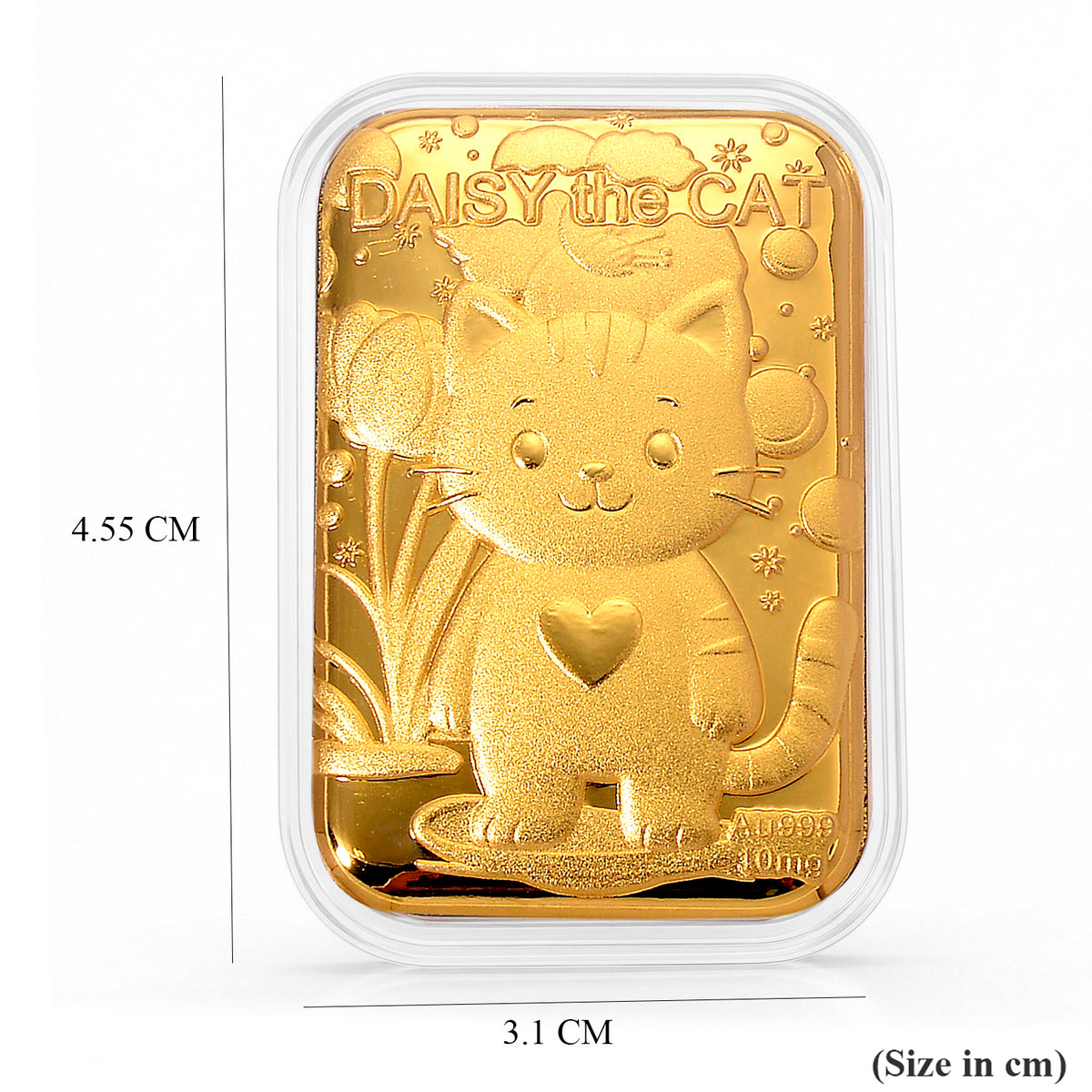 24K Yellow Gold (99.99% Purity) Embossed Daisy the Cat Collectable (10mg) V32562220 5