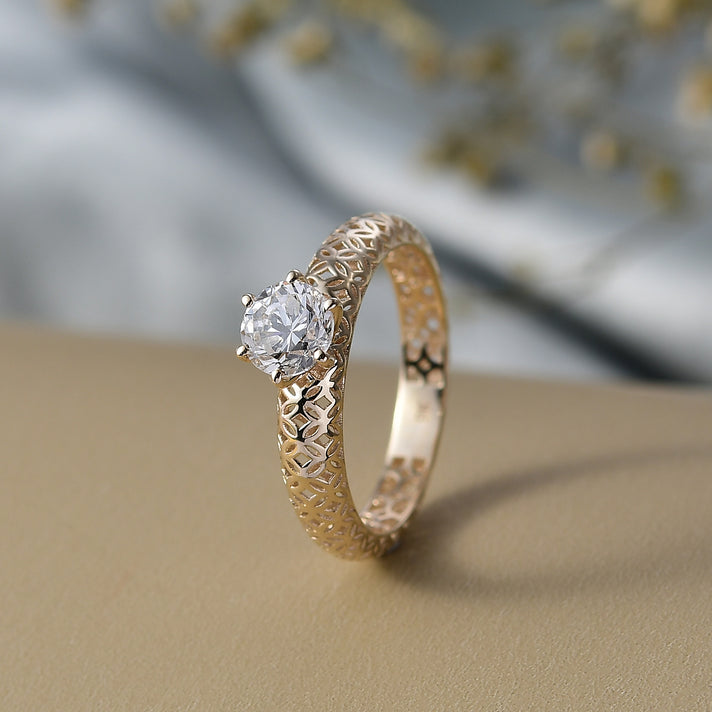 LUXURIANT 1 Ct. VS-EF Lab Grown Diamond Solitaire Ring in 9K Gold, SGL Certified 8321659 2