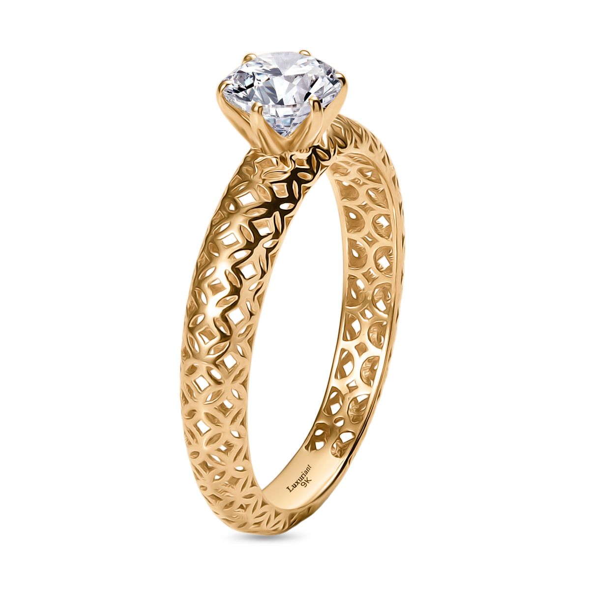 LUXURIANT 1 Ct. VS-EF Lab Grown Diamond Solitaire Ring in 9K Gold, SGL Certified 8321659 4