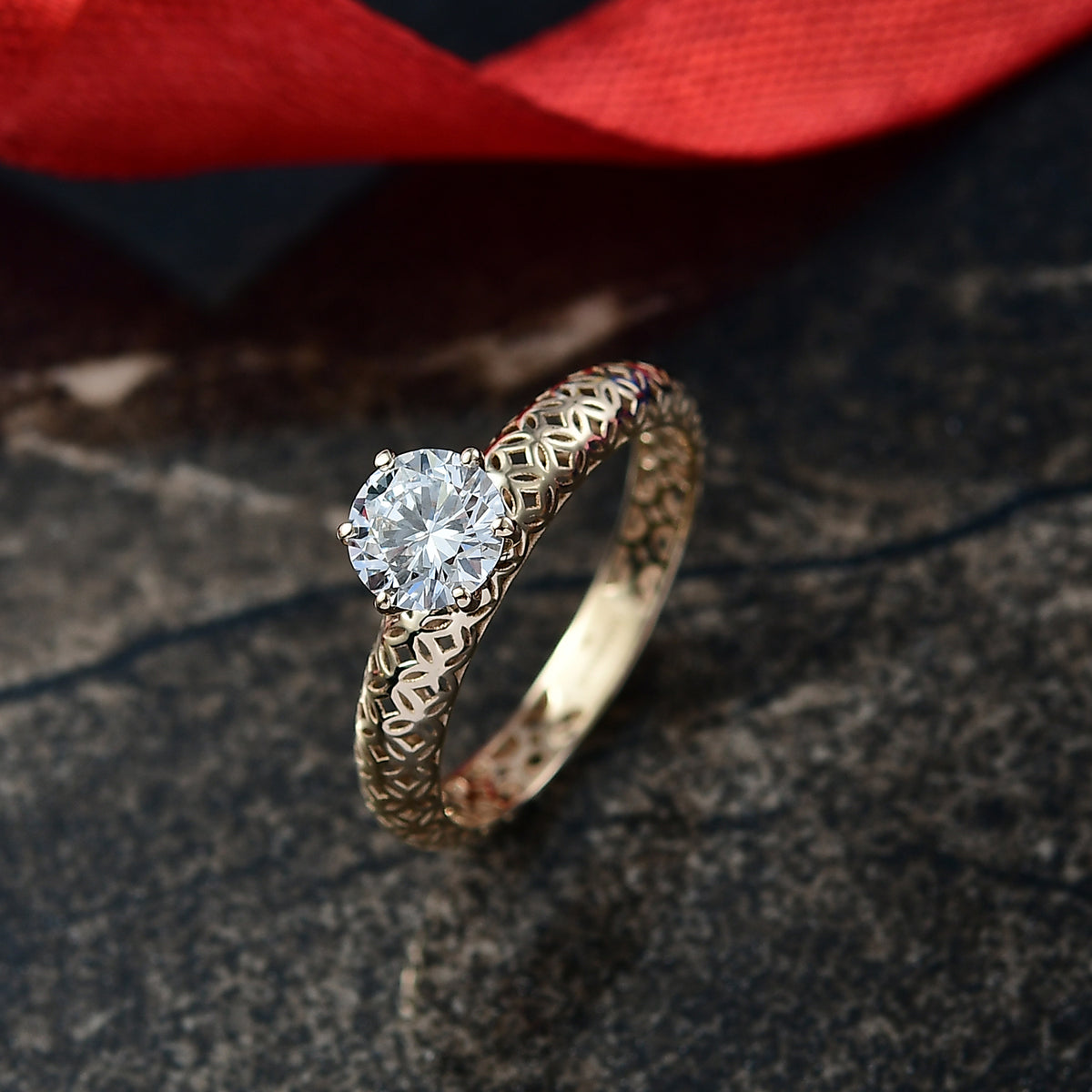 LUXURIANT 1 Ct. VS-EF Lab Grown Diamond Solitaire Ring in 9K Gold, SGL Certified V32635187 3