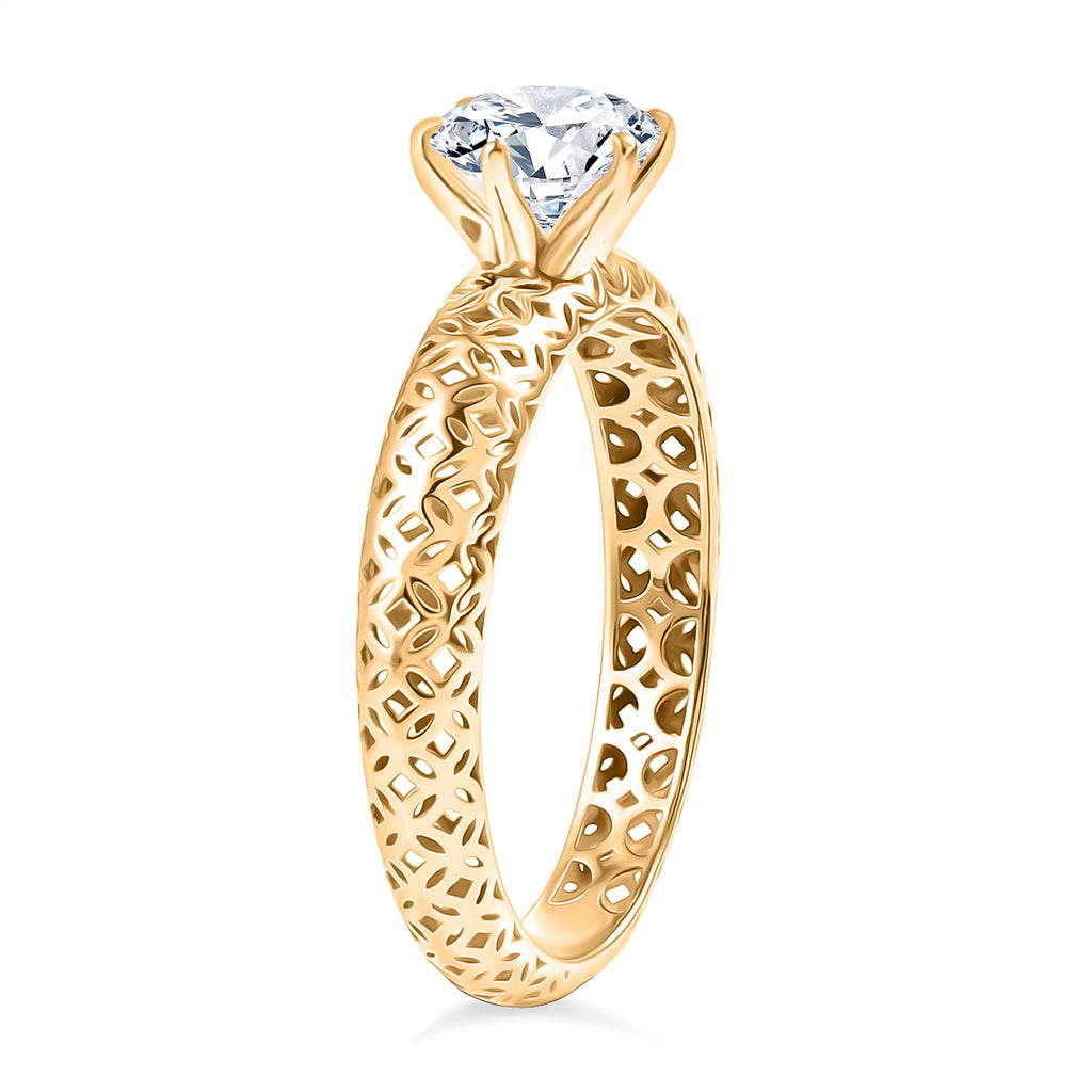 Luxuriant 9K Yellow Gold SGL Certified VS-E/F Lab Grown Diamond Solitaire Ring_8321660_3