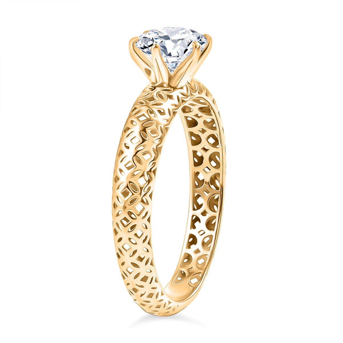 LUXURIANT 1 Ct. VS-EF Lab Grown Diamond Solitaire Ring in 9K Gold, SGL Certified V32635187 4