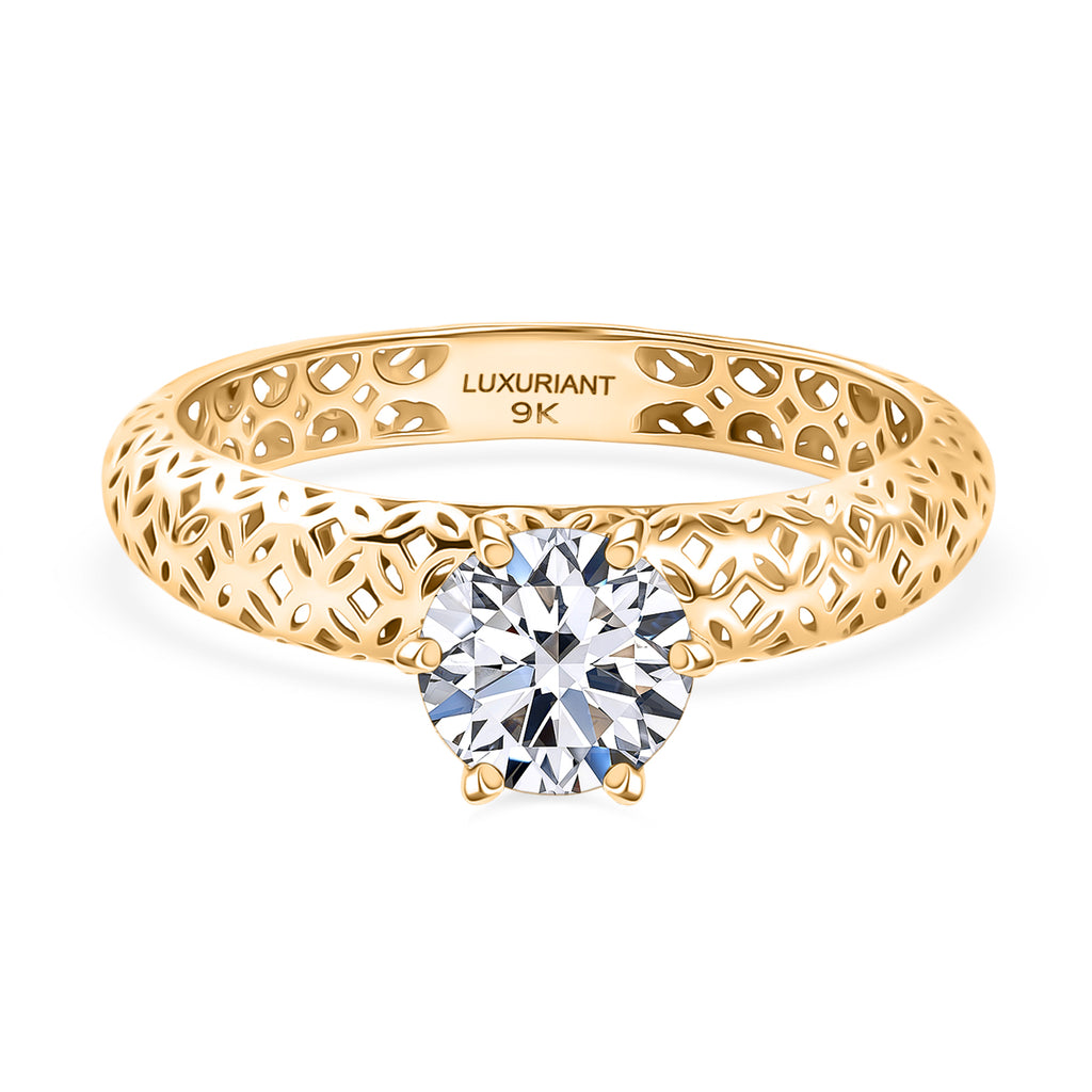 Luxuriant 9K Yellow Gold SGL Certified VS-E/F Lab Grown Diamond Solitaire Ring_8321660