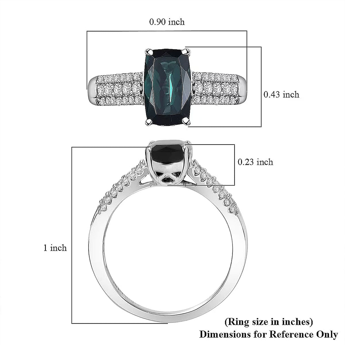 Certified and Appraised RHAPSODY AAAA Indicolite White Diamond EF, VS Main Stone With Side Stone Ring in 950 Platinum, Platinum Wt.5.59 Gms 2.450 Ct. 8322079 5