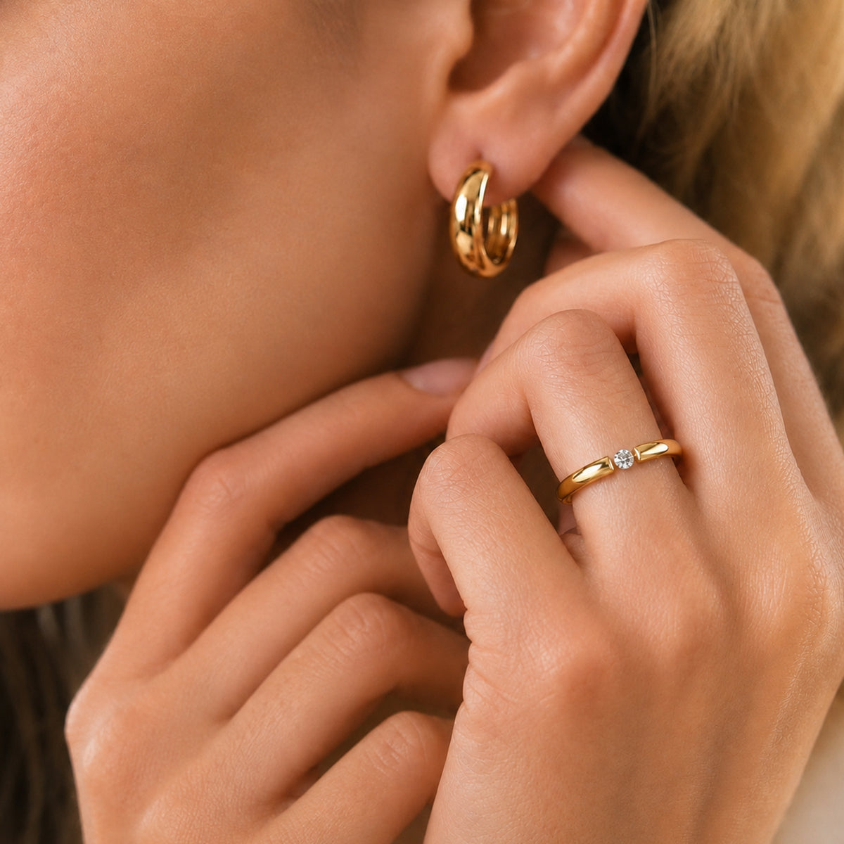 LUXURIANT Lab Grown Diamond Solitaire Stackable Ring in 18K Vermeil Yellow Gold Plated Sterling Silver (SI/GH) 8322443 2