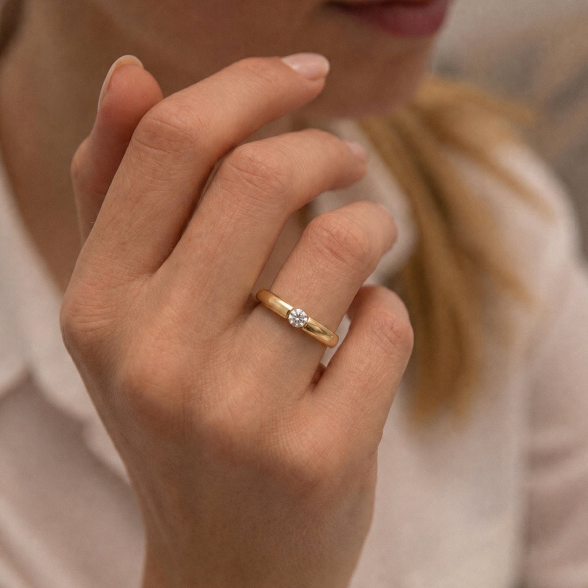 LUXURIANT Lab Grown Diamond Solitaire Stackable Ring in 18K Vermeil Yellow Gold Plated Sterling Silver (SI/GH) 8322443 4