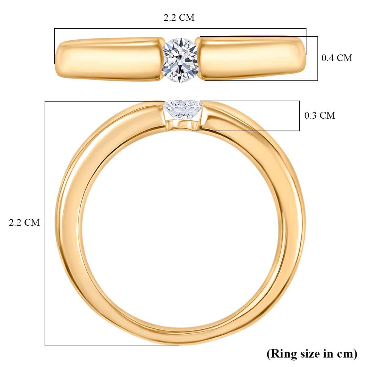 LUXURIANT Lab Grown Diamond Solitaire Stackable Ring in 18K Vermeil Yellow Gold Plated Sterling Silver (SI/GH) 8322443 8