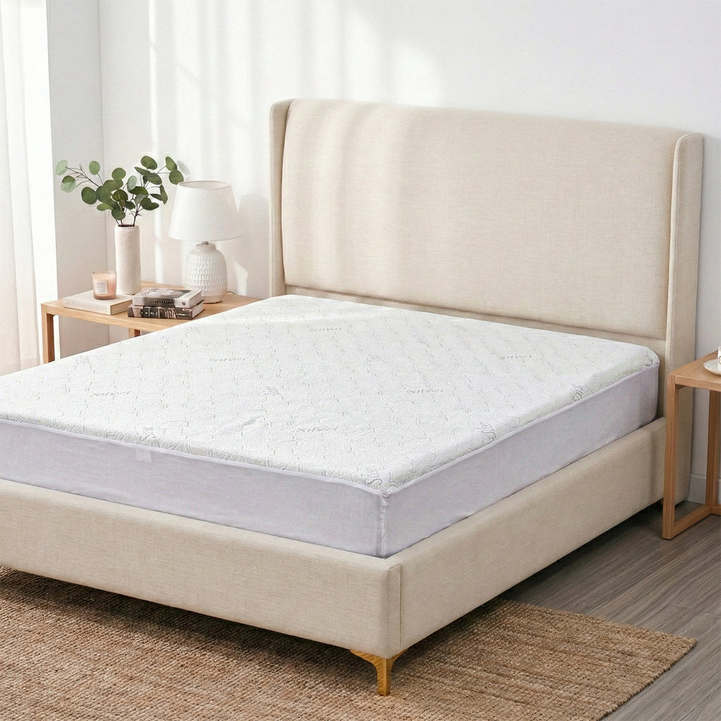 LIVMORE Silver-Infused Jacquard Waterproof Mattress Protector (King, 150 x 200cm) - White_8322480