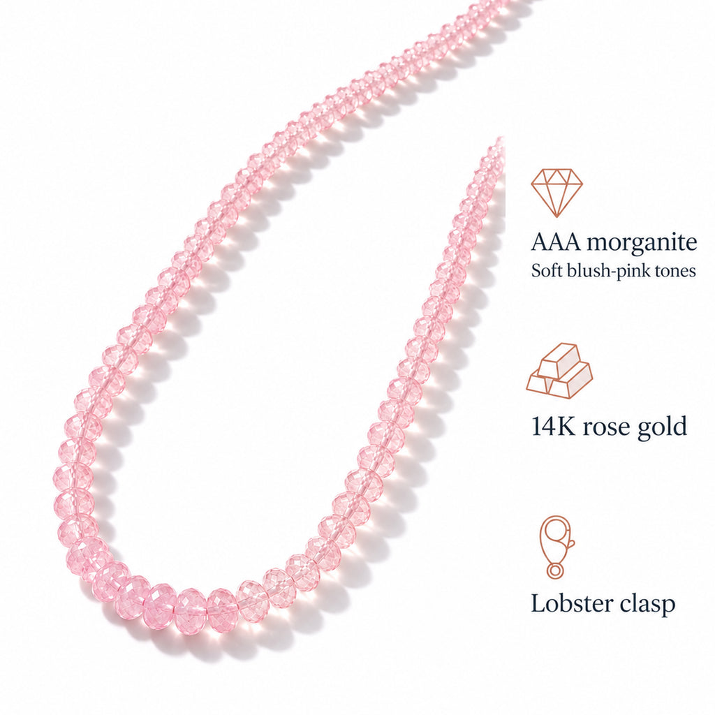 Luxoro 14K Rose Gold AAA Morganite Necklace (Size - 18), Gold Wt.0.82 Gms  110.000  Ct._8322512_3