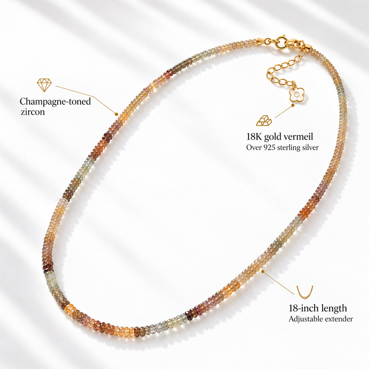 Certified &amp; Appraised 85 Ct. D'Joy Golden Zircon Necklace (Size - 18) in 18K Yellow Gold Vermeil Sterling Silver 8322551 4