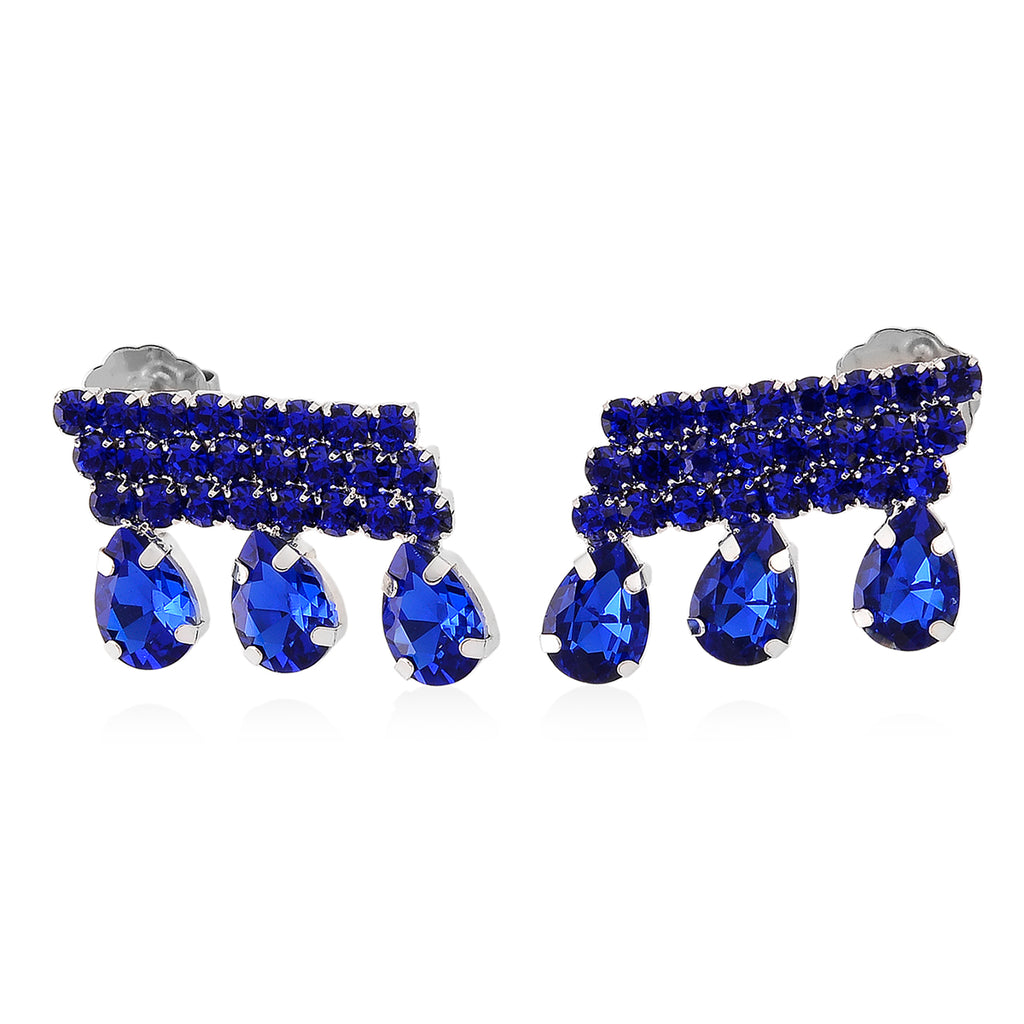 Blue Crystal Earring with Push Back_8322731