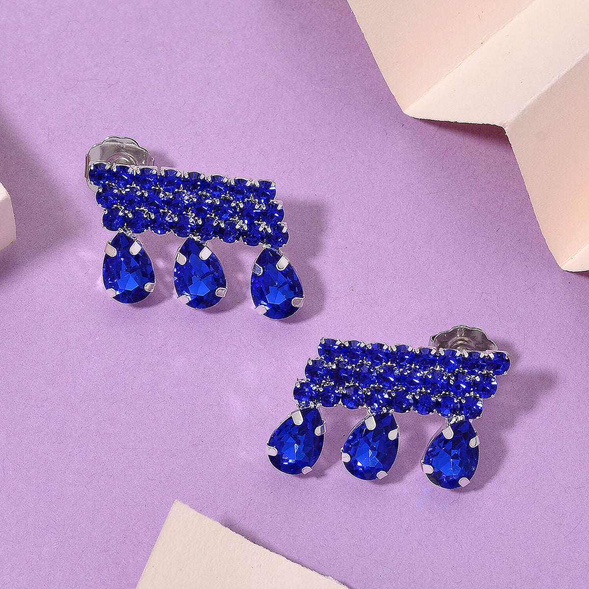 Blue Crystal Earring with Push Back 8322731 2