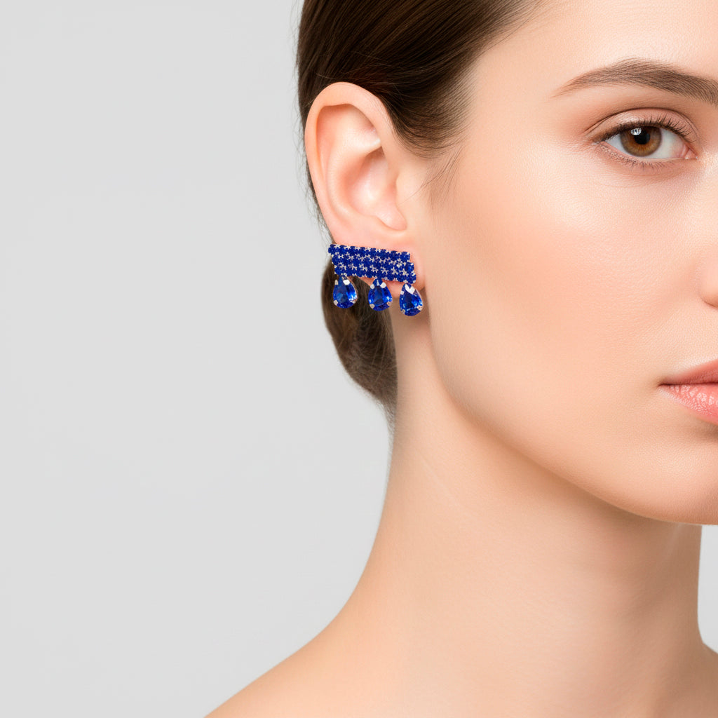 Blue Crystal Earring with Push Back 8322731 2