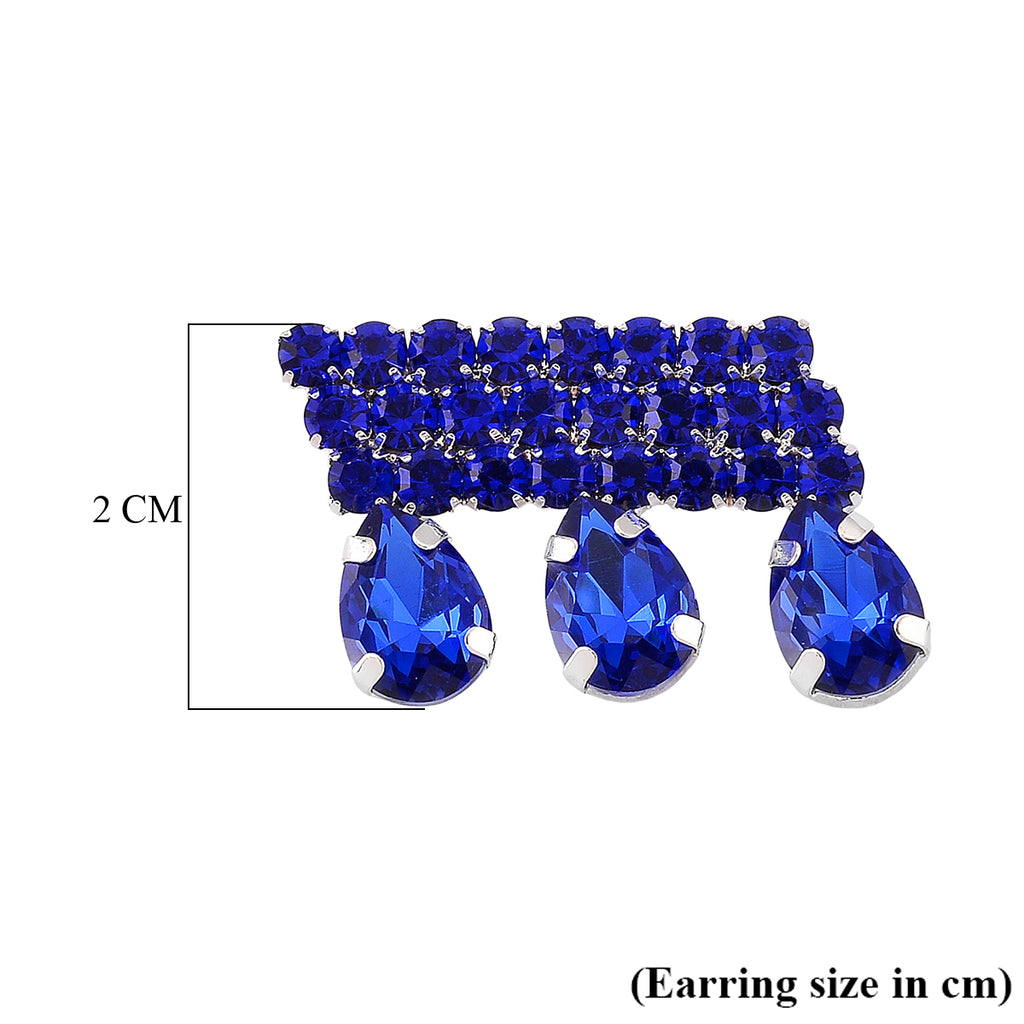 Blue Crystal Earring with Push Back_8322731_4