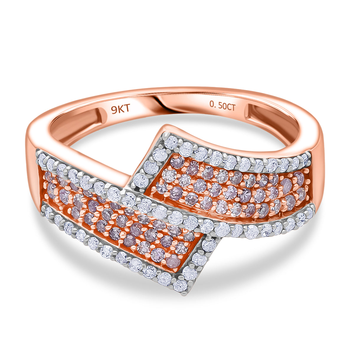 Luxoro 9K Rose Gold SGL Certified Natural Pink Diamond & Natural White Diamond Ring 0.51 Ct._8322783