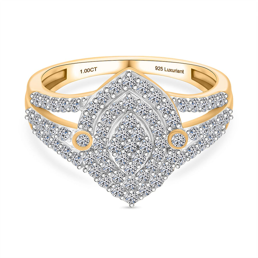 Luxuriant Lab Grown Diamond (VS-EF) Ring in 18K Vermeil Yellow Gold Plated Sterling Silver 1.00 Ct.