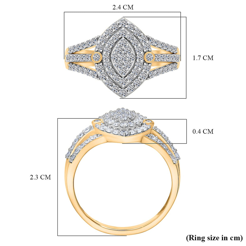 Luxuriant Lab Grown Diamond (VS-EF) Ring in 18K Vermeil Yellow Gold Plated Sterling Silver 1.00 Ct.