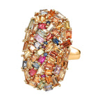 D'Joy Multi Sapphire Cluster Ring in 18K Vermeil Yellow Gold Plated Sterling Silver 6.65 Ct._8323150