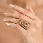 D'Joy Multi Sapphire Cluster Ring in 18K Vermeil Yellow Gold Plated Sterling Silver 6.65 Ct._8323150_2