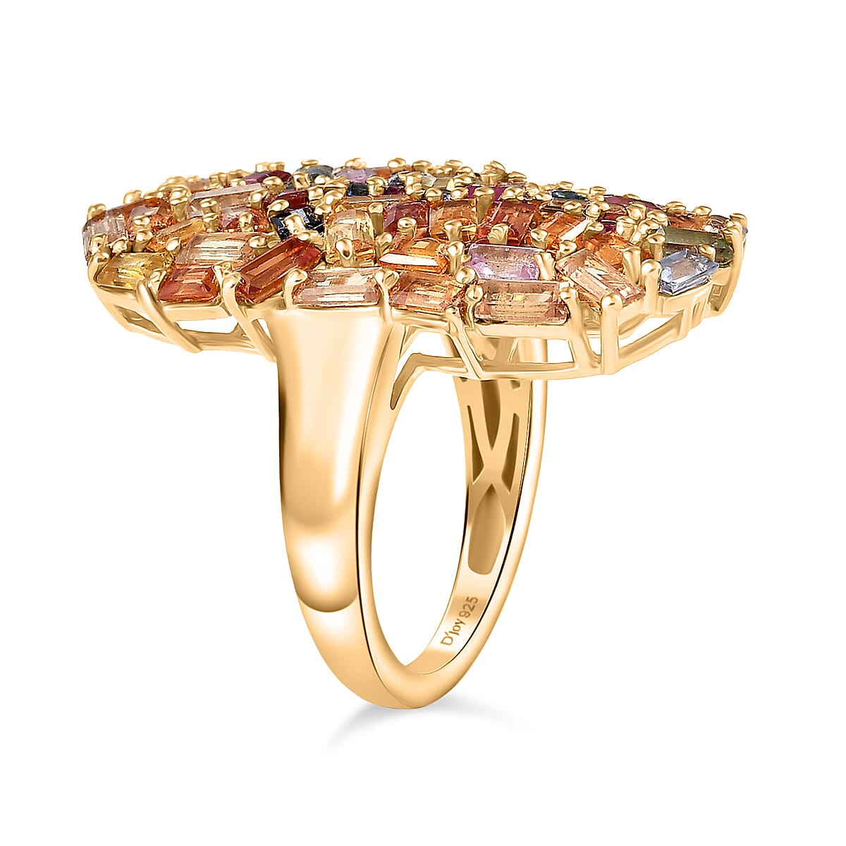 D'Joy Multi Sapphire Cluster Ring in 18K Vermeil Yellow Gold Plated Sterling Silver 6.65 Ct. 8323150 4