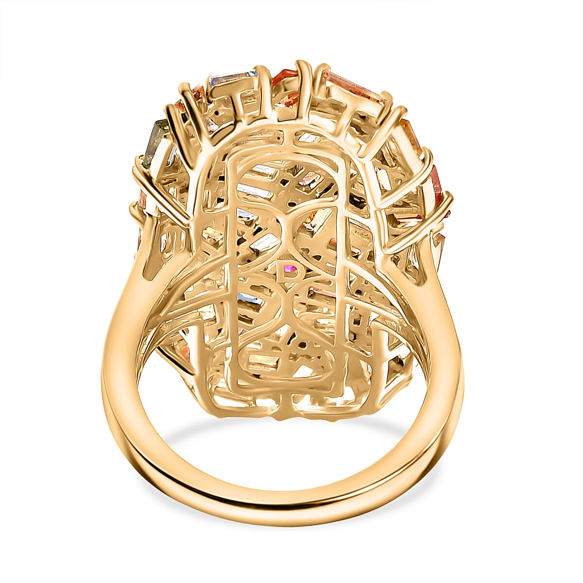 D'Joy Multi Sapphire Cluster Ring in 18K Vermeil Yellow Gold Plated Sterling Silver 6.65 Ct. 8323150 5