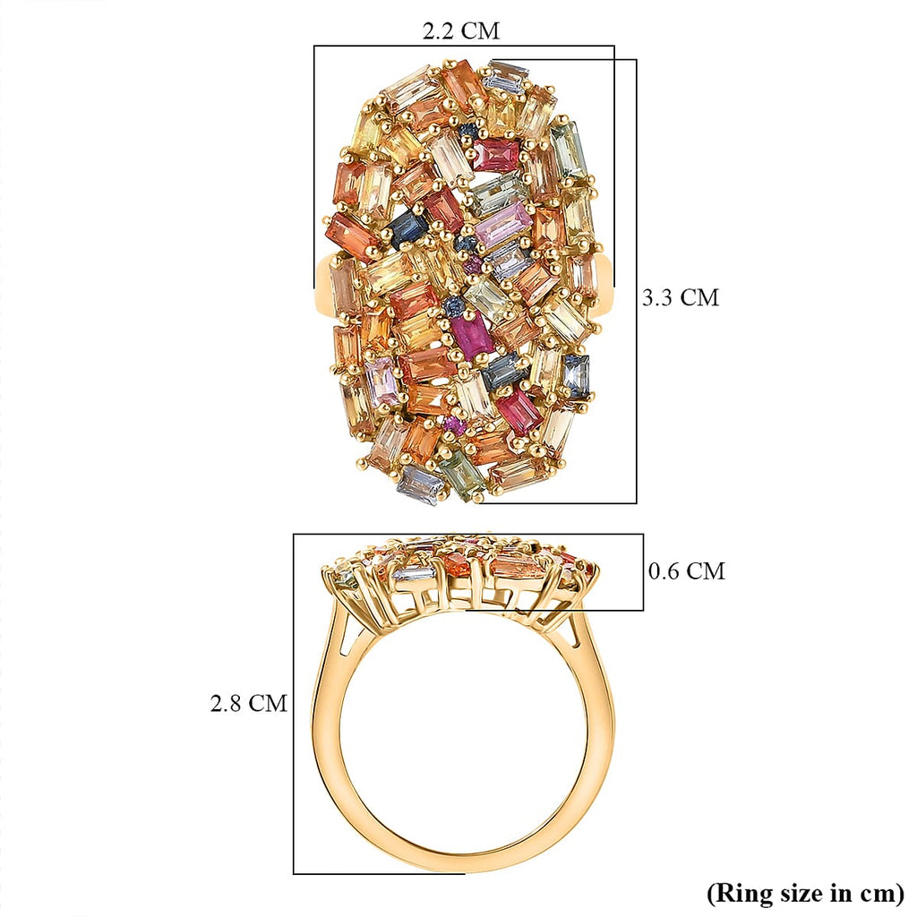 D'Joy Multi Sapphire Cluster Ring in 18K Vermeil Yellow Gold Plated Sterling Silver 6.65 Ct._8323150_5