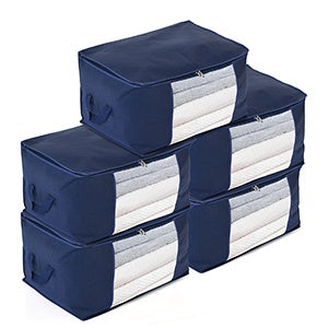 Livmore Set of 5 Non-Woven Fabric Storage Bags with Clear Window (34 x 60 x 42 cm) - Grey V32512314 0