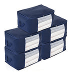 Livmore Set of 5 Non-Woven Fabric Storage Bags with Clear Window (56 x 30 x 41 cm) - Navy_8323863