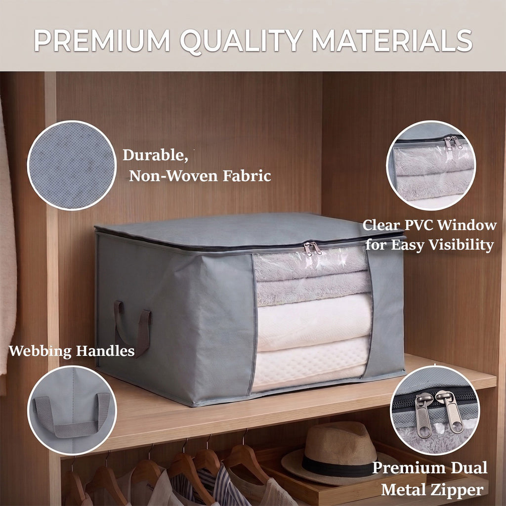 Livmore Set of 5 Non-Woven Fabric Storage Bags with Clear Window (56 x 30 x 41 cm) - Navy_8323863_1