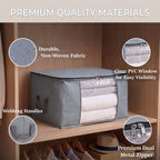 Livmore Set of 5 Non-Woven Fabric Storage Bags with Clear Window (56 x 30 x 41 cm) - Navy_8323863_1