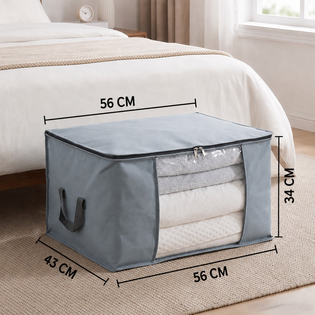Livmore Set of 5 Non-Woven Fabric Storage Bags with Clear Window (56 x 30 x 41 cm) - Navy_8323863_5