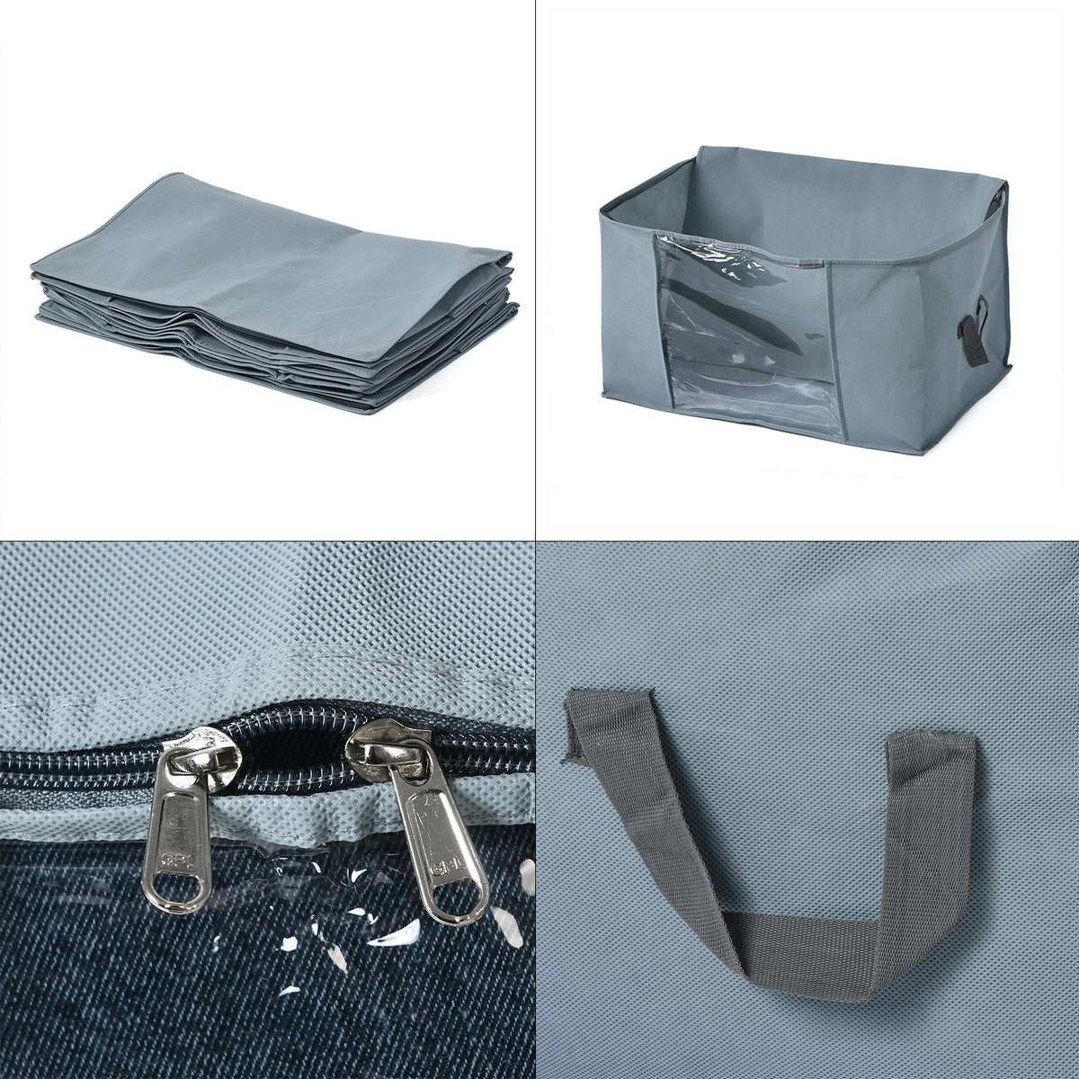 Livmore Set of 5 Non-Woven Fabric Storage Bags with Clear Window (34 x 60 x 42 cm) - Grey V32512314 7