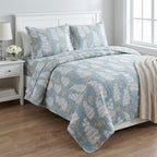 Livmore 4-Piece Microfiber Floral Print Bedding Set - inc. Duvet Cover, Fitted Sheet, and 2 Pillowcases (Double, 200 x 200) - Grey & Beige