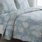 Livmore 4-Piece Microfiber Floral Print Bedding Set - inc. Duvet Cover, Fitted Sheet, and 2 Pillowcases (Double, 200 x 200) - Grey & Beige