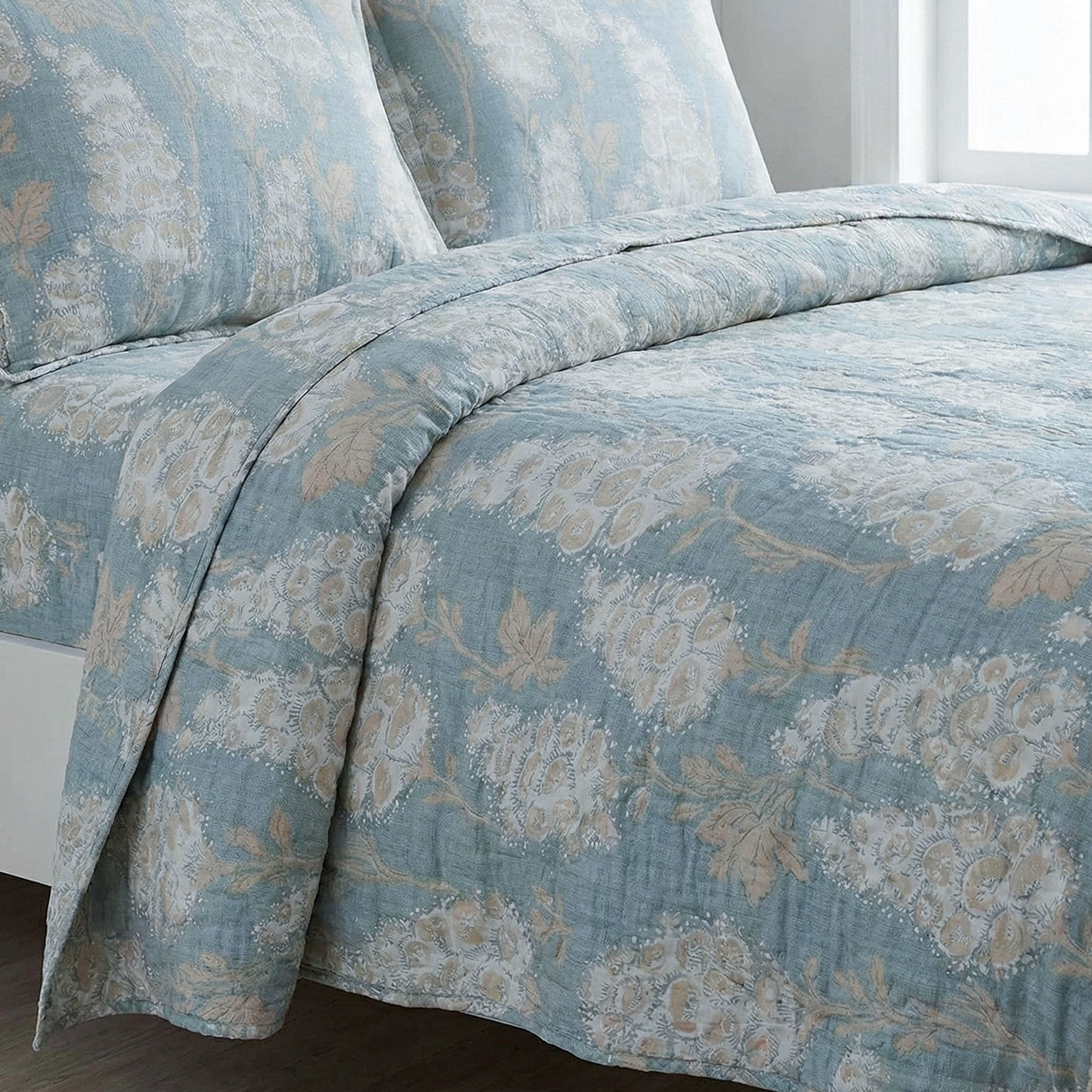 Livmore 4-Piece Microfiber Floral Print Bedding Set - inc. Duvet Cover, Fitted Sheet, and 2 Pillowcases (Double, 200 x 200) - Grey &amp; Beige 8324186 2