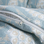 Livmore 4-Piece Microfiber Floral Print Bedding Set - inc. Duvet Cover, Fitted Sheet, and 2 Pillowcases (Double, 200 x 200) - Grey & Beige