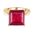 D'Joy African Ruby Solitaire Ring in 18K Vermeil Yellow Gold Plated Sterling Silver 10.27 Ct._8324237