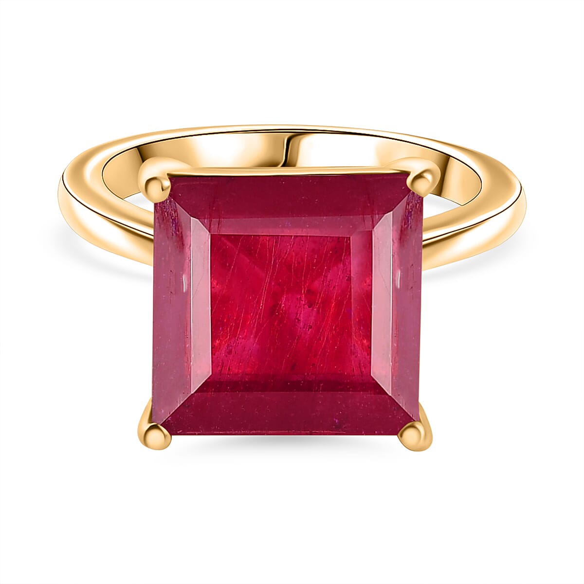 D'Joy African Ruby Solitaire Ring in 18K Vermeil Yellow Gold Plated Sterling Silver 10.27 Ct. V32514322 0